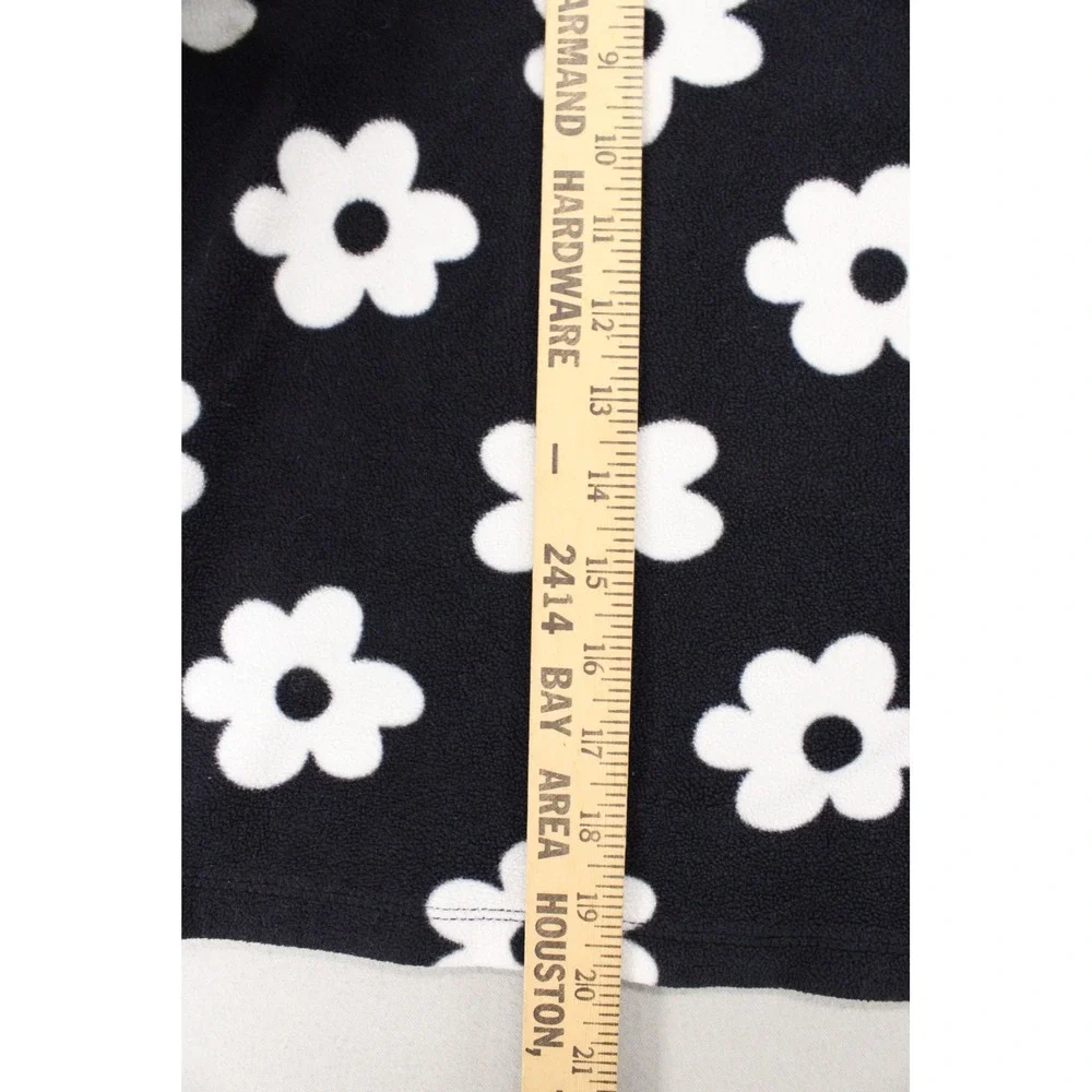 The Childrens Place Fleece Pullover Girls 10/12 Black Daisy Floral Quarter Zip